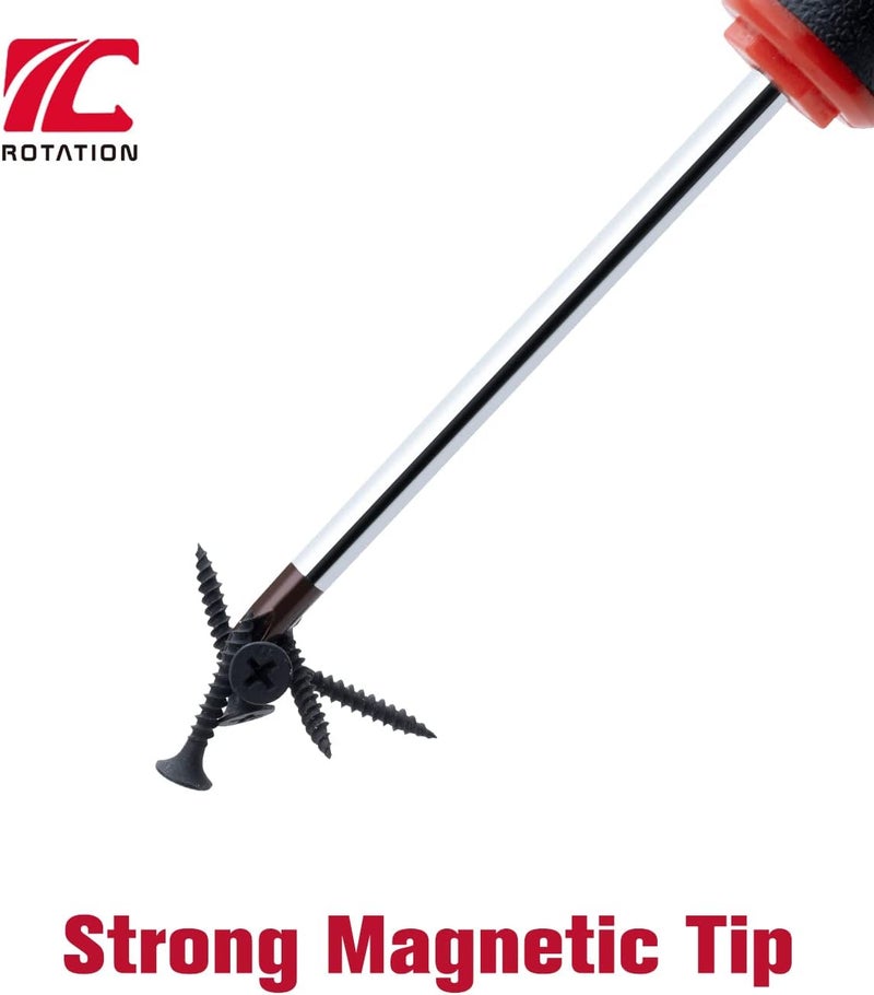 ROTATION 8-Piece Magnetic Screwdrivers Set with red tip, 4 Phillips and 4 Slotted Tips, Professional Cushion Grip Screwdriver Set with High Torque - Image 2